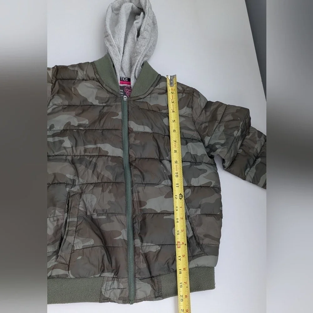 Justice Girls (Size 8)Camouflage Puffer Jacket w/Jersey Hood & Full Zipper Front